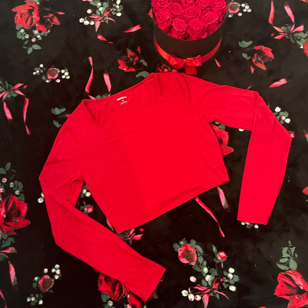 EXPRESS Red Cropped Top Size Large